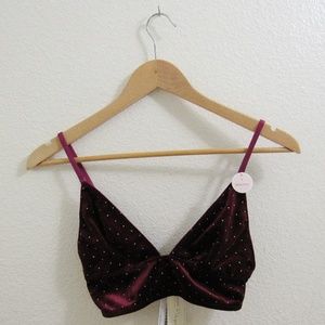 F21 Burgundy Velvet Studded Bralette